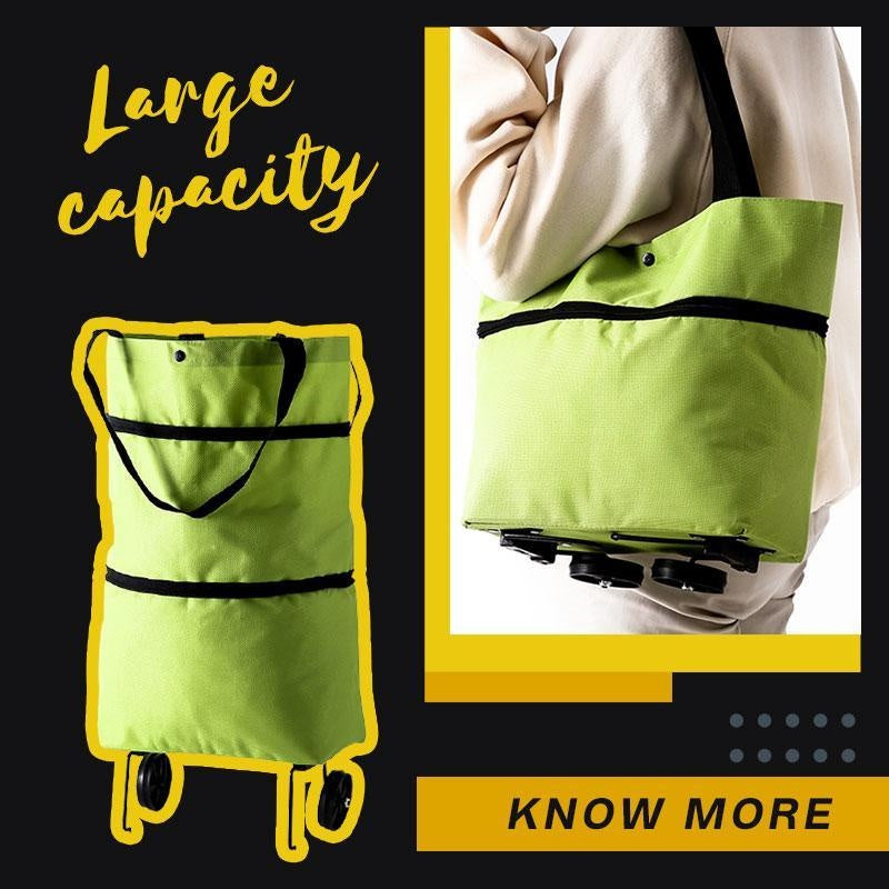 👜 2-in-1 Foldable Shopping Cart - High Capacity Wheeled Bag