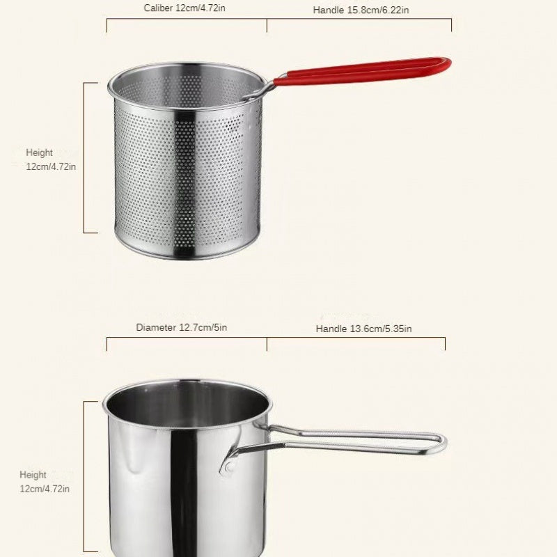 π Stainless Steel Deep Fry Pot - Durable, Cookware for Tempura & Fries