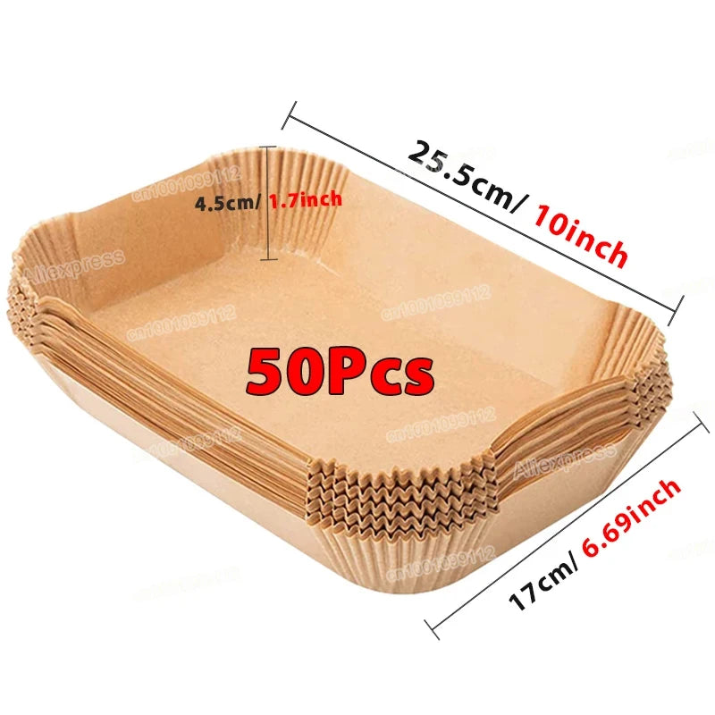 ♻️ 50/100Pcs Non-Stick Air Fryer Disposable Paper Liners