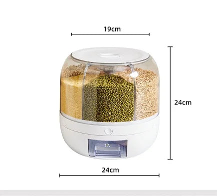 🍚 360° Rotating Rice Dispenser - Proof Grain & Cereal Storage