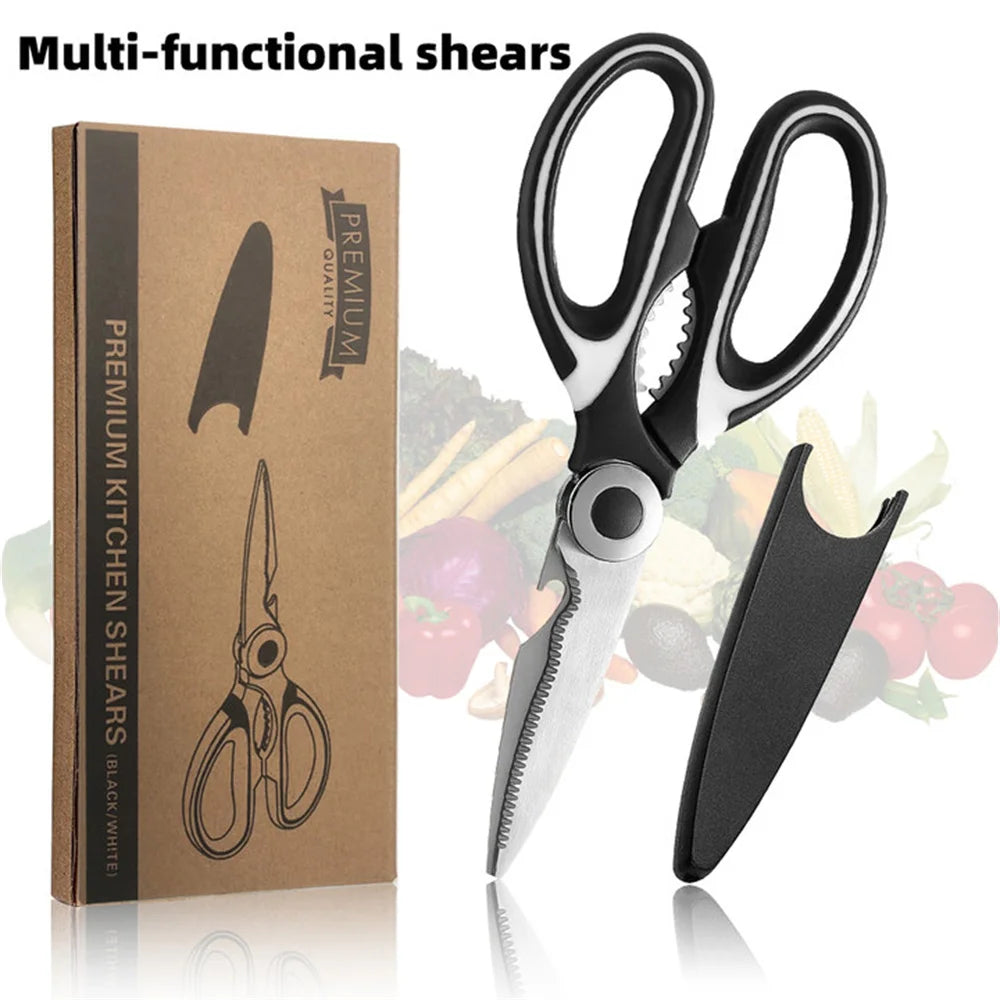 ✂️ Multifunctional Kitchen Scissors – Stainless Steel for Meat, Chicken & Fish