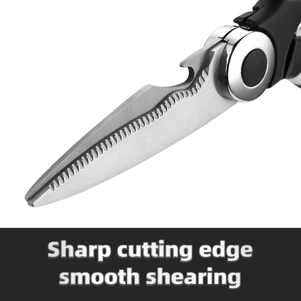 ✂️ Multifunctional Kitchen Scissors – Stainless Steel for Meat, Chicken & Fish