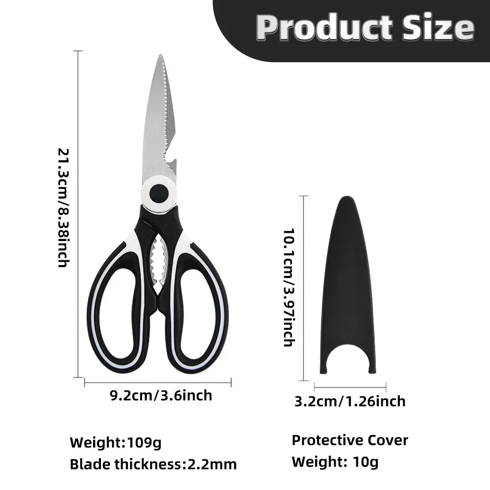 ✂️ Multifunctional Kitchen Scissors – Stainless Steel for Meat, Chicken & Fish