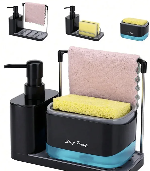 🧽 Multifunctional Kitchen & Bathroom Soap Dispenser with Sponge Holder