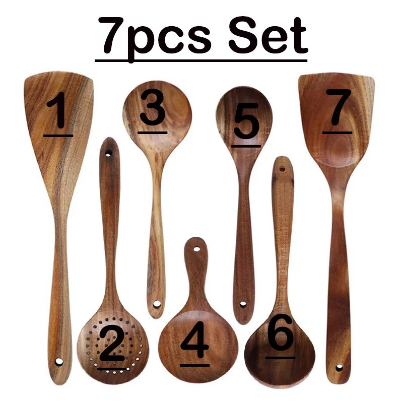 🪵 Cooking Utensil - Natural Teakwood