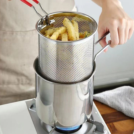 🍟 Stainless Steel Deep Fry Pot - Durable, Cookware for Tempura & Fries