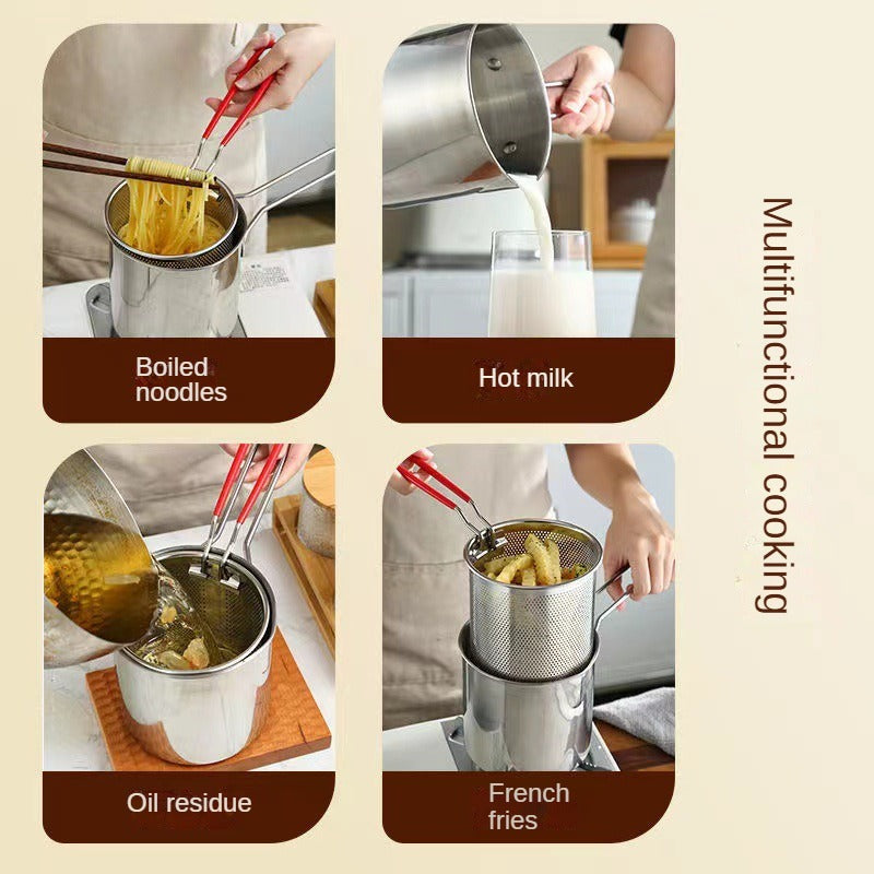 🍟 Stainless Steel Deep Fry Pot - Durable, Cookware for Tempura & Fries