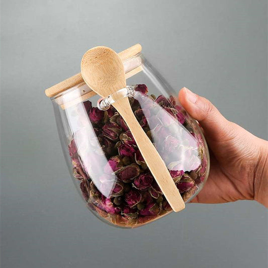 🫙 Airtight Glass Jars with Wooden Lid and Spoon