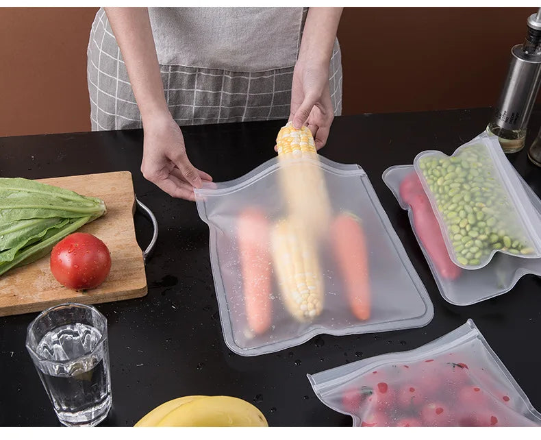🥙 Reusable Silicone Food Bags – Leakproof & Zip-Seal