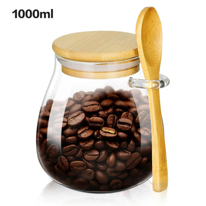 🫙 Airtight Glass Jars with Wooden Lid and Spoon