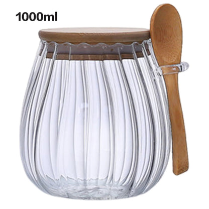 🫙 Airtight Glass Jars with Wooden Lid and Spoon