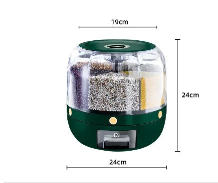 🍚 360° Rotating Rice Dispenser - Proof Grain & Cereal Storage