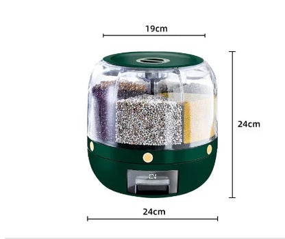 🍚 360° Rotating Rice Dispenser - Proof Grain & Cereal Storage