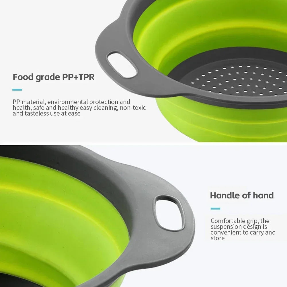 🥬Foldable Silicone Colander & Drain Basket
