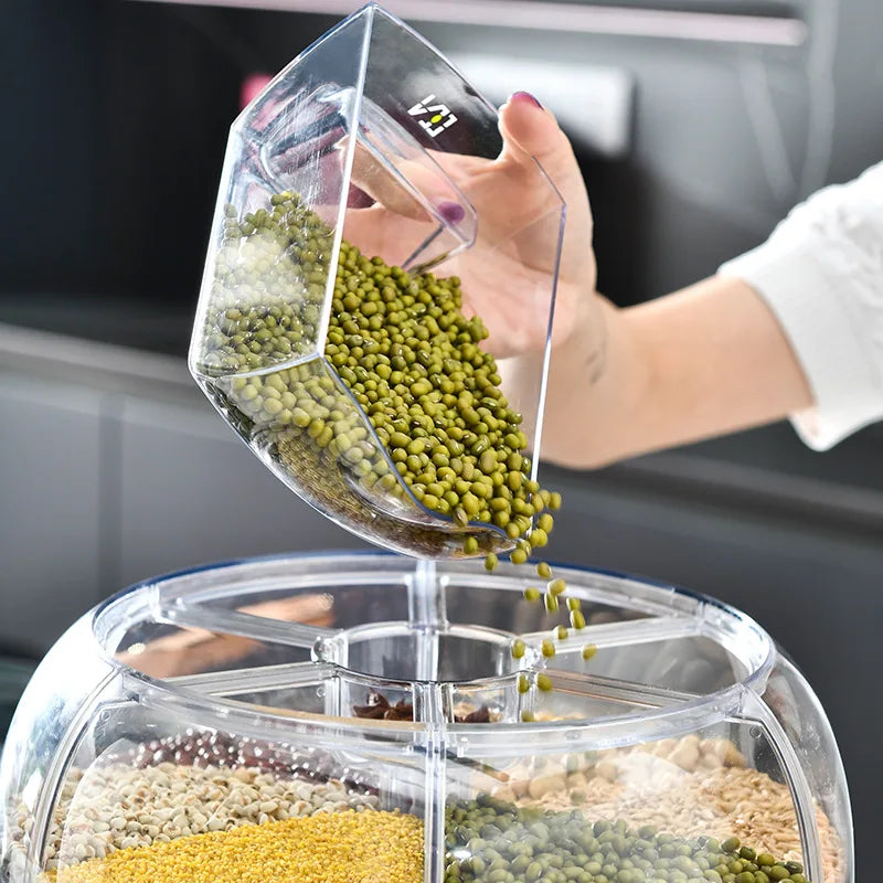 🍚 360° Rotating Rice Dispenser - Proof Grain & Cereal Storage