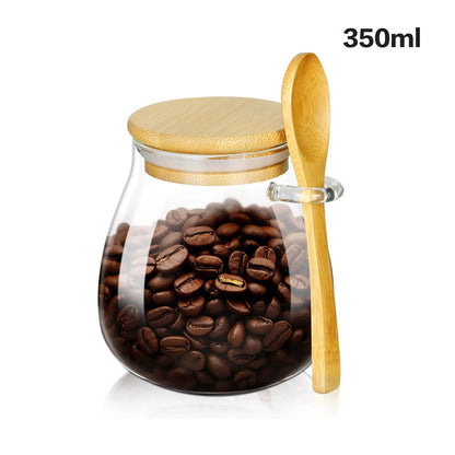 🫙 Airtight Glass Jars with Wooden Lid and Spoon