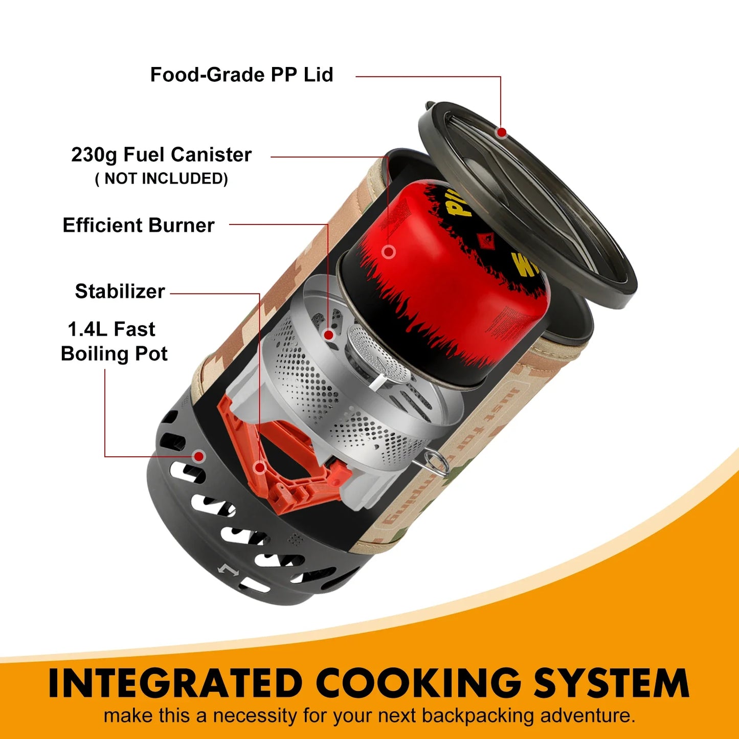 🌄 1.4L Backpacking Stove & Cooking Pot