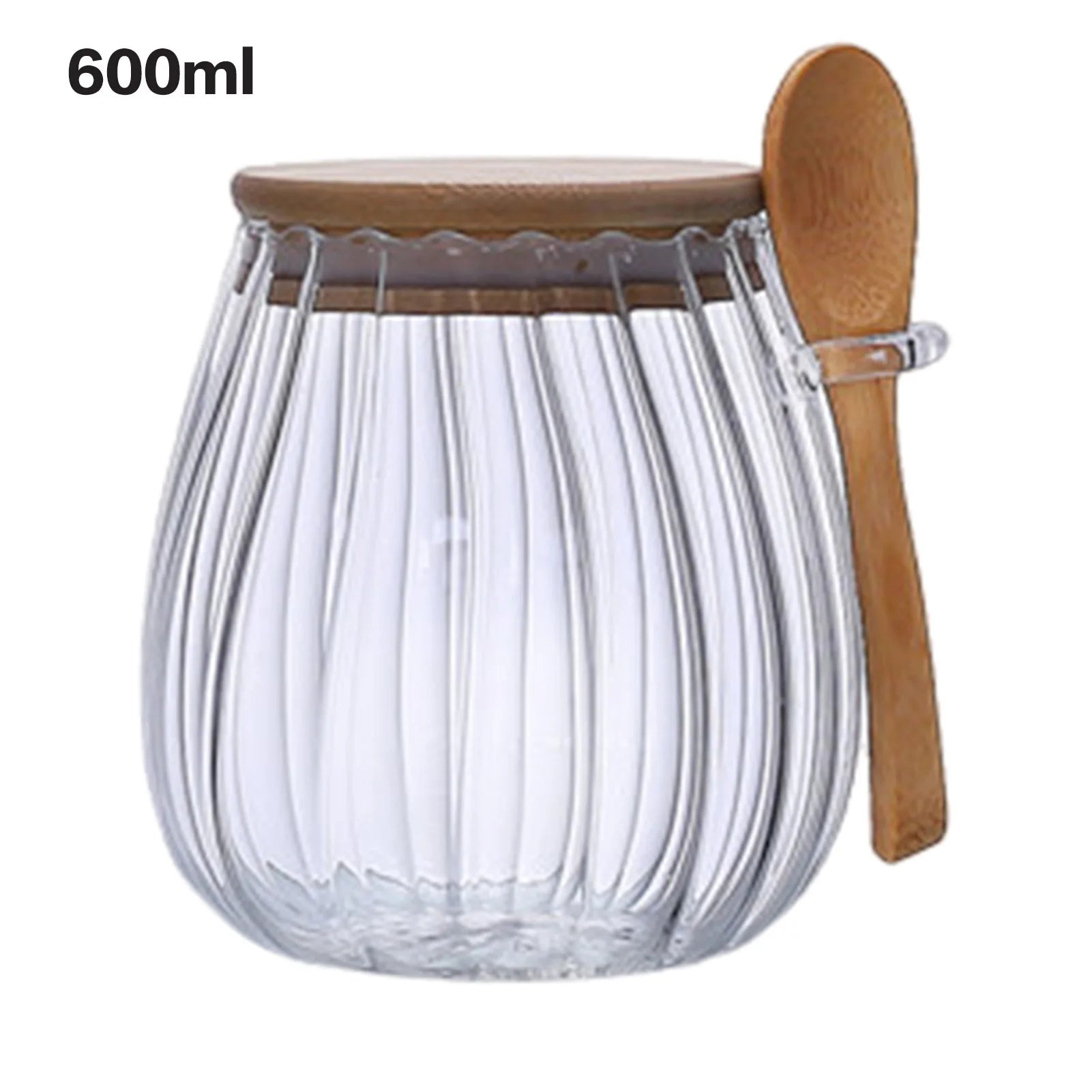 Airtight Glass Jars with Wooden Lid and Spoon