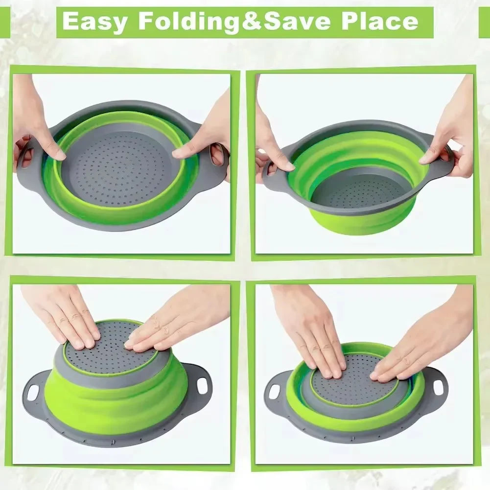 🥬Foldable Silicone Colander & Drain Basket