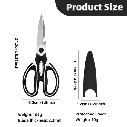 ✂️ Multifunctional Kitchen Scissors – Stainless Steel for Meat, Chicken & Fish