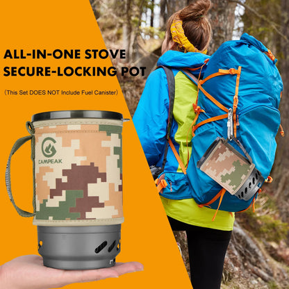 🌄 1.4L Backpacking Stove & Cooking Pot