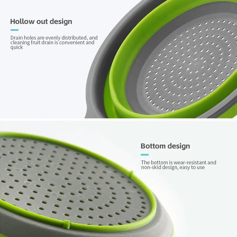 🥬Foldable Silicone Colander & Drain Basket