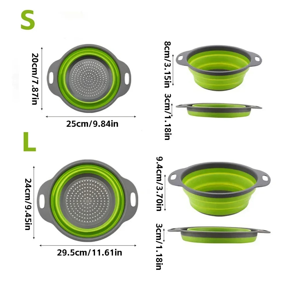 🥬Foldable Silicone Colander & Drain Basket