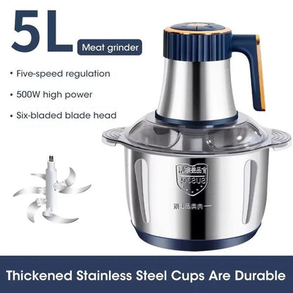 🥩 Electric Meat Grinders 5L Food Crusher Stainless Steel Multifunctional